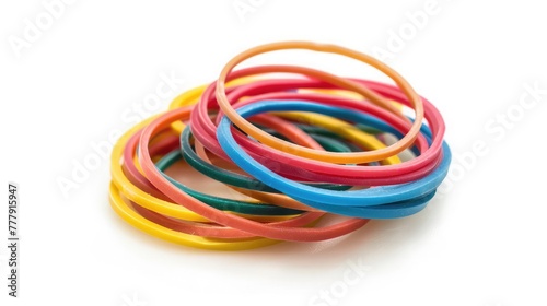 Color rubber band isolated white background,colourful rubber bands over white Colorful rubber bands isolated on white background, clipping path included.