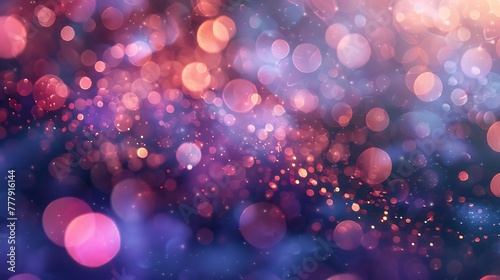 Abstract festive blurred bcakground with beautiful glowing particles and round bokeh photo
