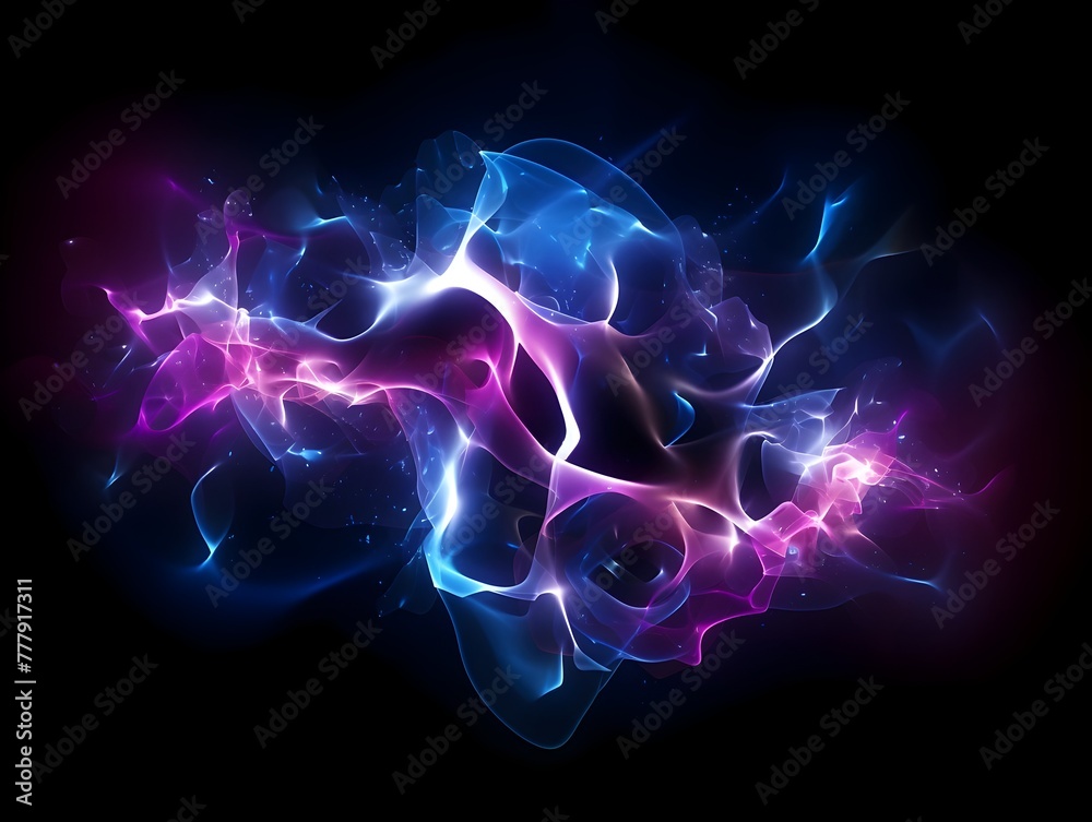 Captivating Electrical Synapse Vibrant Blue and Pink Lightning Dynamics in Futuristic Plasma Spark Design