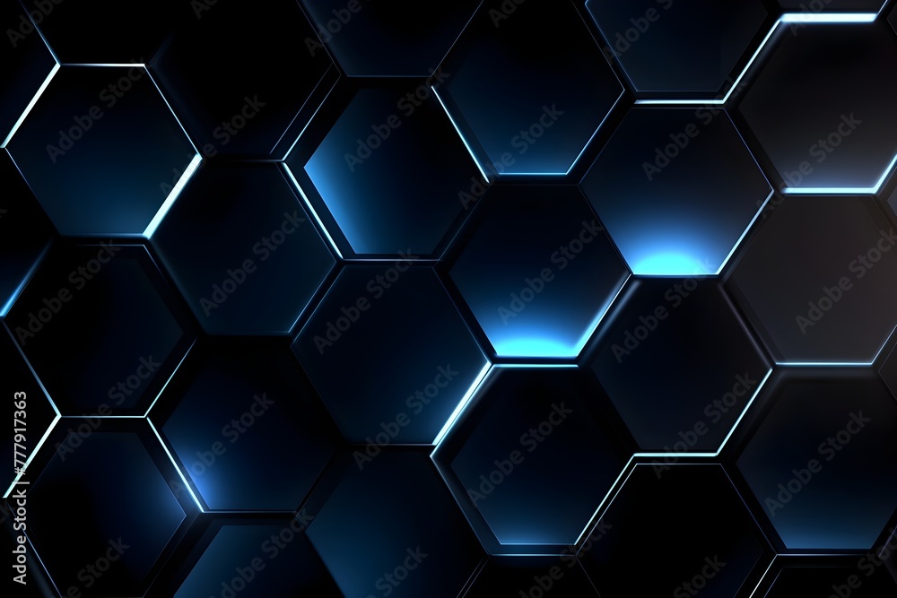 Captivating Futuristic Hexagonal Glow in Darkened Digital Landscape for Technology Concepts and Designs