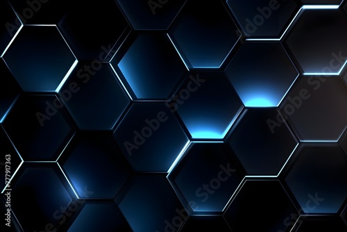 Captivating Futuristic Hexagonal Glow in Darkened Digital Landscape for Technology Concepts and Designs