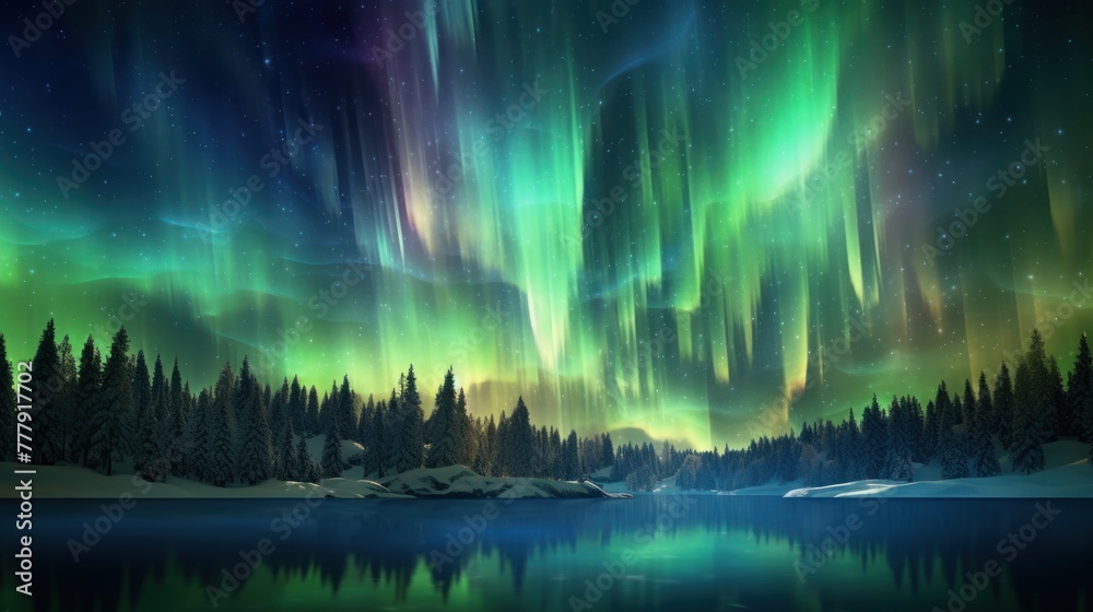 Fototapeta premium Digital Aurora, Witnessing Abstract Phenomena in the Technological Sky