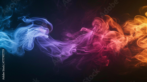 Colorful smoke wafting artistically against a black backdrop  AI Generative.