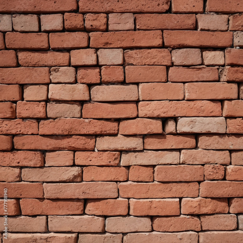 Red, orange or brown normal color brick wall. Texture brick wall panoramic texture wallpaper background.