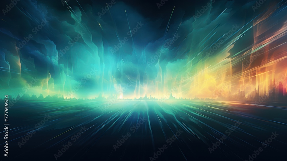 Obraz premium Digital Aurora, Witnessing Abstract Phenomena in the Technological Sky