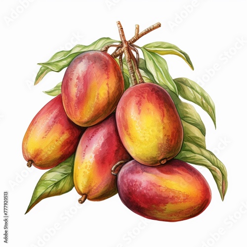 A bunch of ripe Orange s,  watercolor illustration clipart, 1500s, isolated on white background watercolor tone, pastel, 3D Animator photo