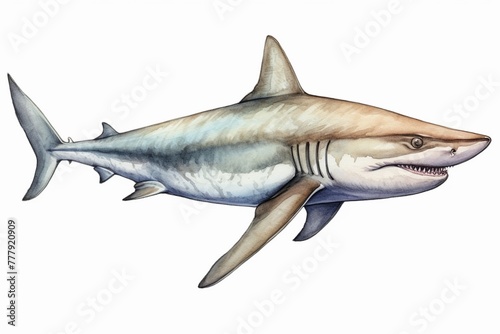 Blacktip Shark s,  watercolor illustration clipart, 1500s, isolated on white background watercolor tone, pastel, 3D Animator photo