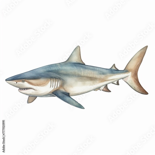 Reef Shark s   watercolor illustration clipart  1500s  isolated on white background watercolor tone  pastel  3D Animator