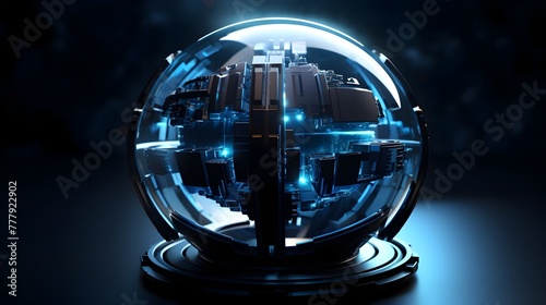 Illuminated Futuristic Globe Representing Renewable Energy and Power in a Sci Fi Atmosphere