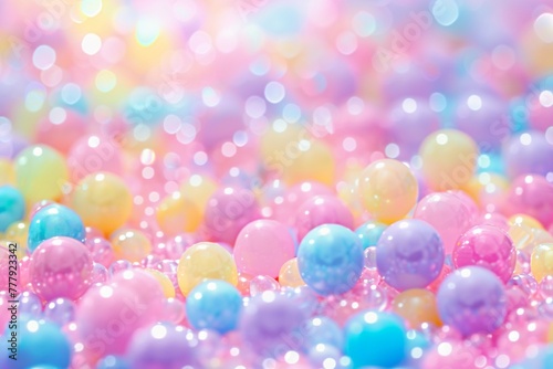 A playful and sweet background filled with multicolored pastel candy beads