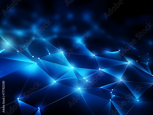 Luminous Futuristic Network Pulsing Blue Gradient Background with Glowing Geometric Patterns