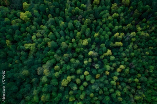 green forest canopy, top down perspective Aerial view