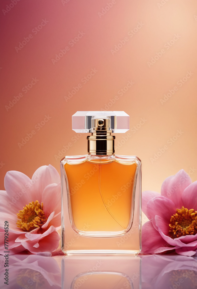 empty perfume bottle with flower or floral concept floral aromatic for perfume products mockups empty perfume bottle with flower or floral concept floral aromatic for perfume products mockups