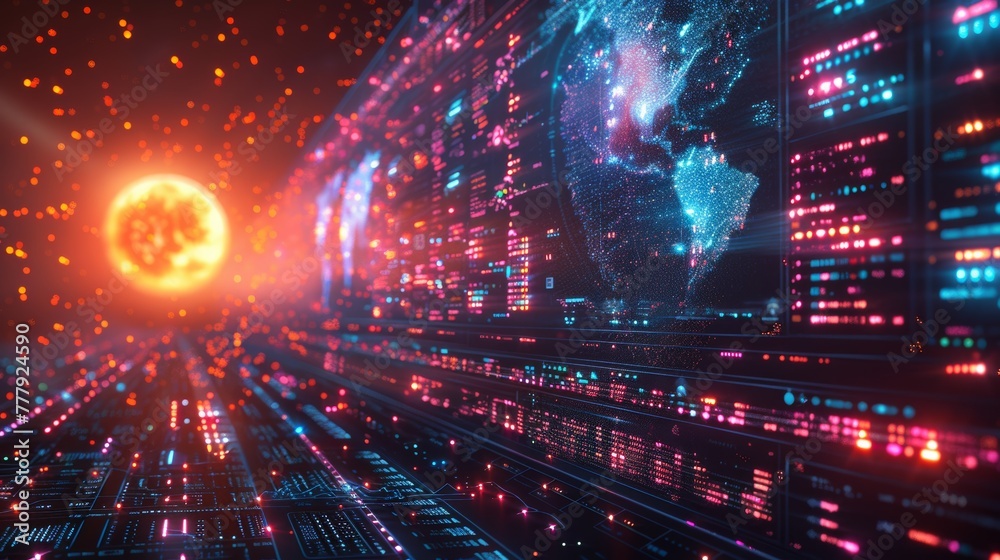 Obraz premium A timeline of online trading evolution, from early internet days to blockchain, historical