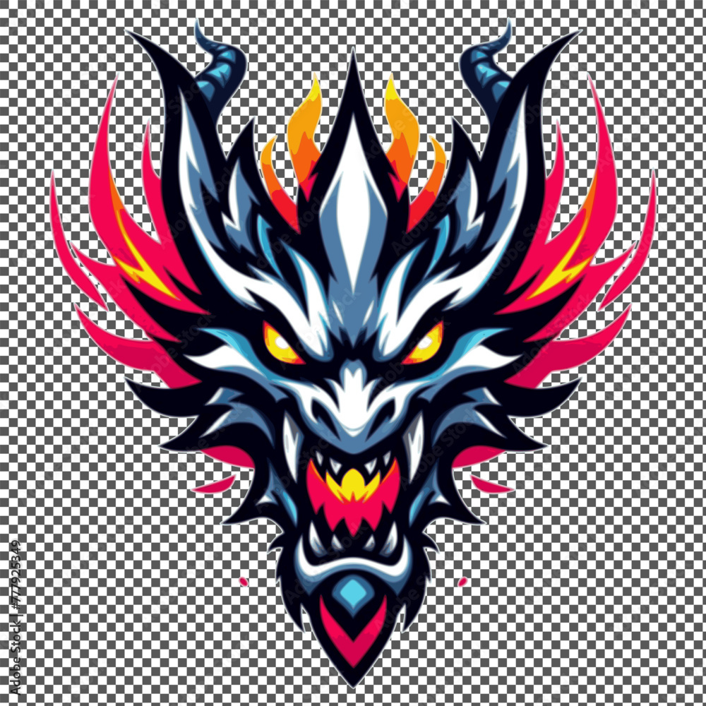 head dragon with flame suitable for T Shirt Design editable design available in PNG