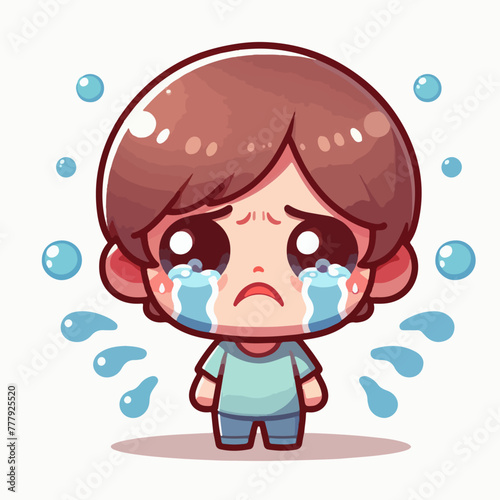 Vector image of a crying child