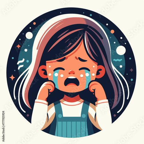 Vector image of a crying child