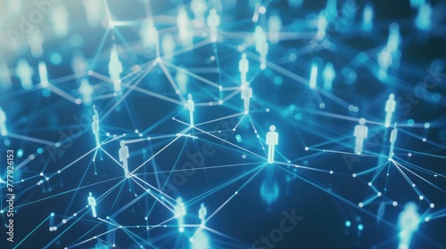 Abstract connection dots and lines on dark blue background. 3d rendering