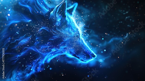 Blue animal in the space with stars and nebula. 3d rendering © ant