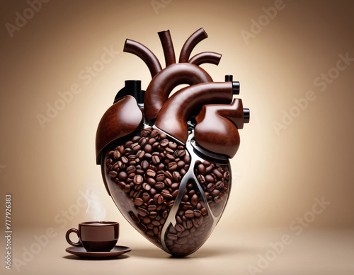 coffee bean in heart anatomy shape