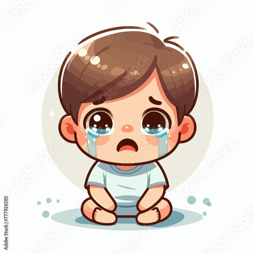 Vector image of a crying child