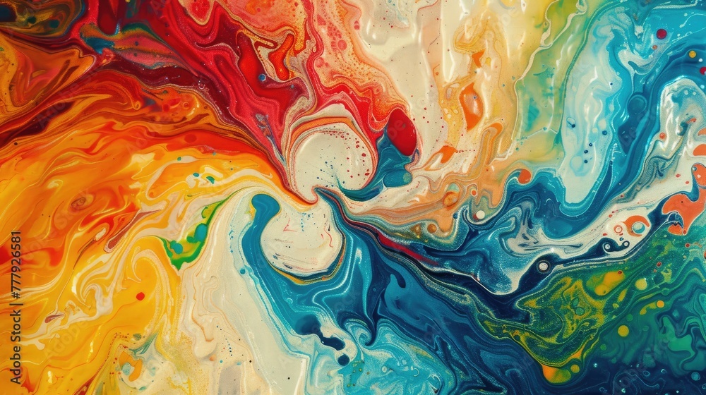 abstract background with multicolored marbling paint.