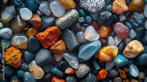 Vibrant Colored Pebbles, Macro Nature Detail, Decorative Stones