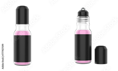 Clear Roll-on Bottle Mockup Isolated On White Background. 3d illustration