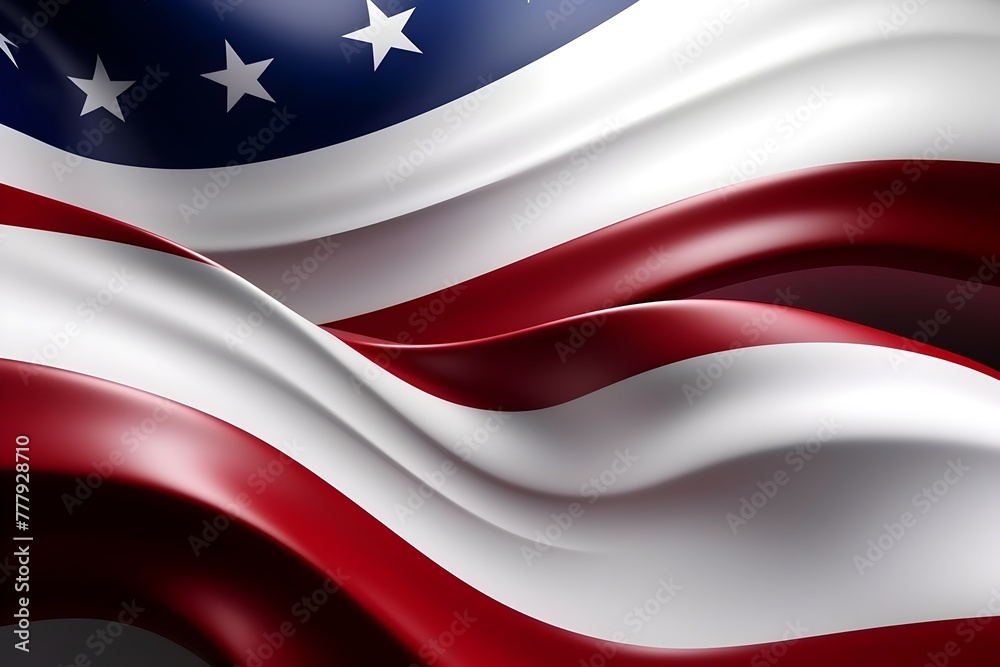 Waving American Flag in Minimalistic Futuristic Design with Copy Space for Holiday or Backdrop Waving American Flag in Minimalistic Futuristic Design with Copy Space for Holiday or Backdrop