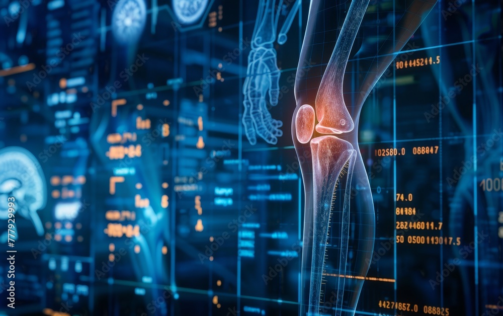 Digital Interface Displaying Detailed Knee Joint Anatomy.