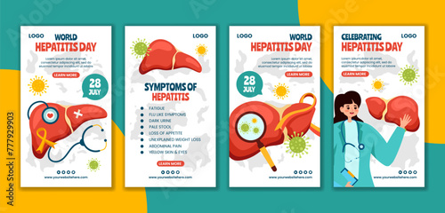 Hepatitis Day Social Media Stories Flat Cartoon Hand Drawn Templates Background Illustration