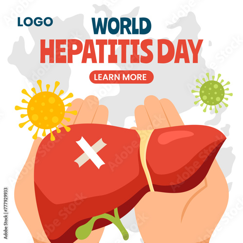 Hepatitis Day Social Media Illustration Flat Cartoon Hand Drawn Templates Background