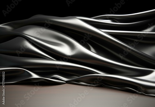 A black and white photo of a shiny cloth on the floor. Generative AI.