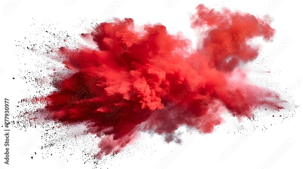 Vibrant Splash: Intense Red Explosion Isolated on White Vibrant Splash: Intense Red Explosion Isolated on White
