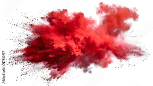 Vibrant Splash: Intense Red Explosion Isolated on White