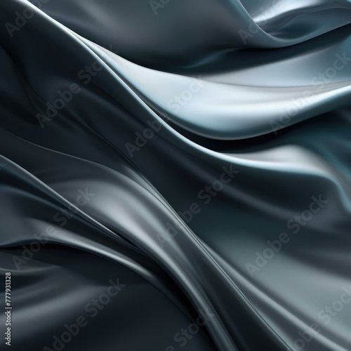 A close up of a black and blue fabric with some folds. Generative AI.