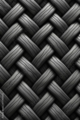 A close up of a black and white woven pattern. Generative AI.