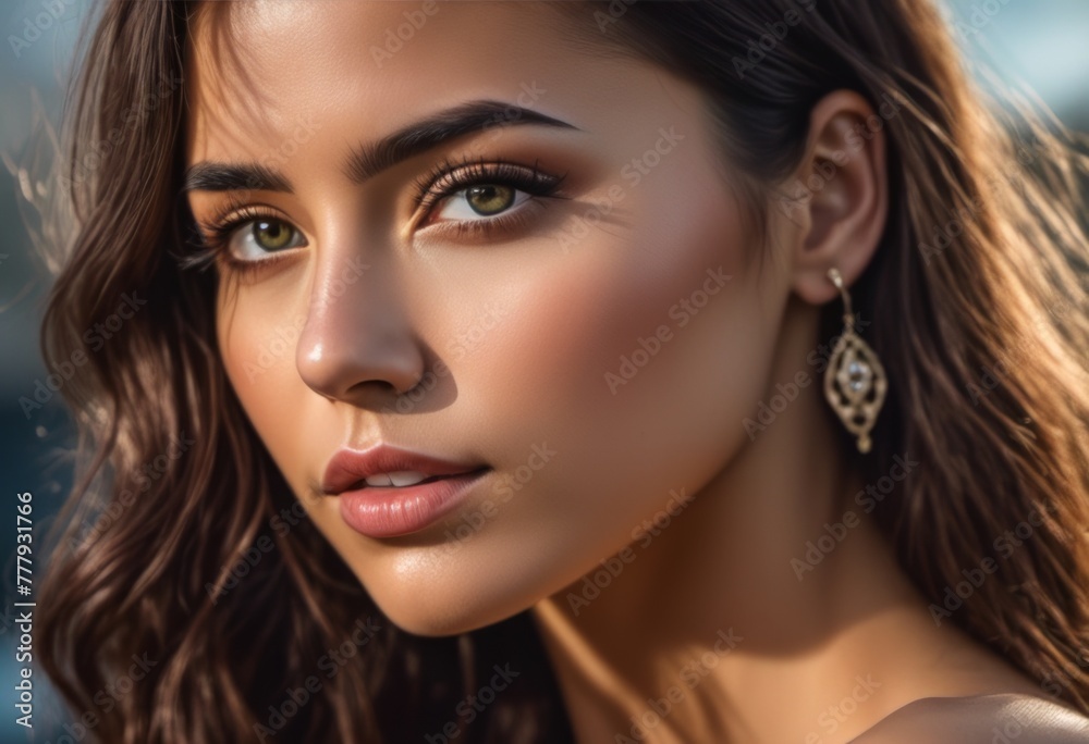 A Portrait Of Breathtakingly Gorgeous, Exotic, Beautiful Woman.
A Portrait Of Breathtakingly Gorgeous, Exotic, Beautiful Woman.