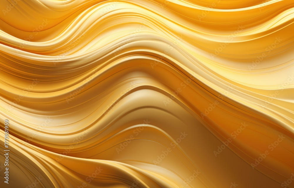 A close up of a yellow wavy pattern on the surface. Generative AI.