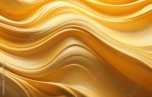 A close up of a yellow wavy pattern on the surface. Generative AI.
