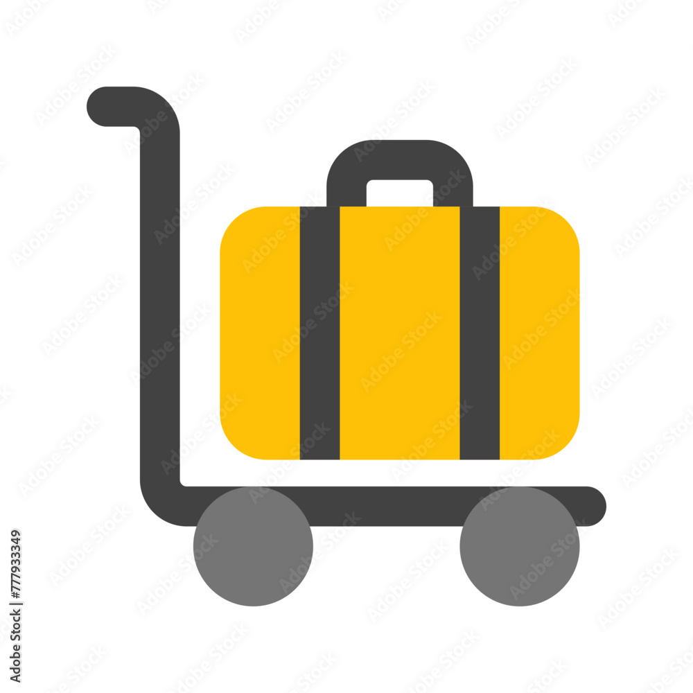 luggage cart flat icon