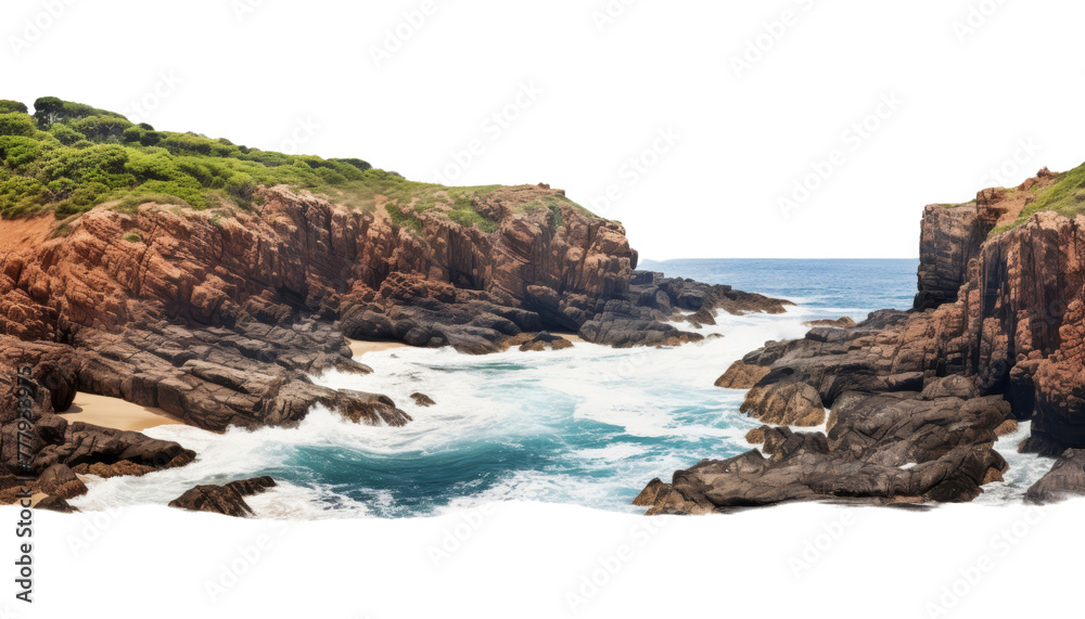 the coast of the ocean isolated on transparent background cutout