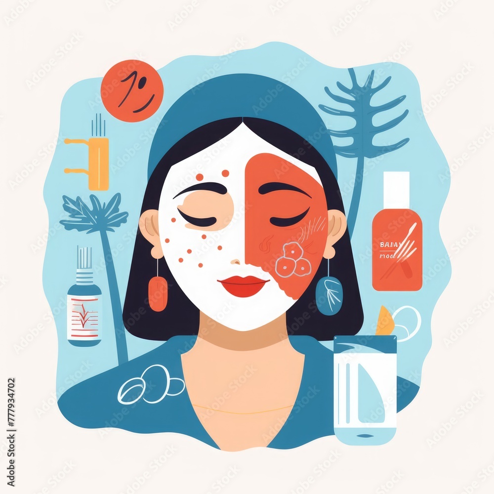Fototapeta premium Woman with cosmetic face mask. Facial treatment concept.