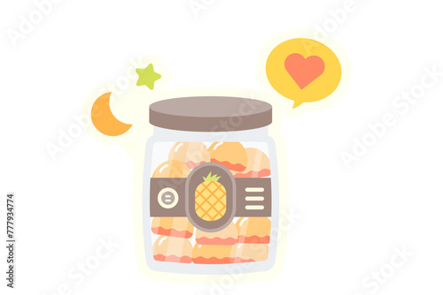 A Jar of Eid Cookies Sticker Illustration. Colorful jar filled with delicious Eid cookies, perfect for festive celebrations and greetings.