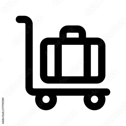 luggage cart line icon