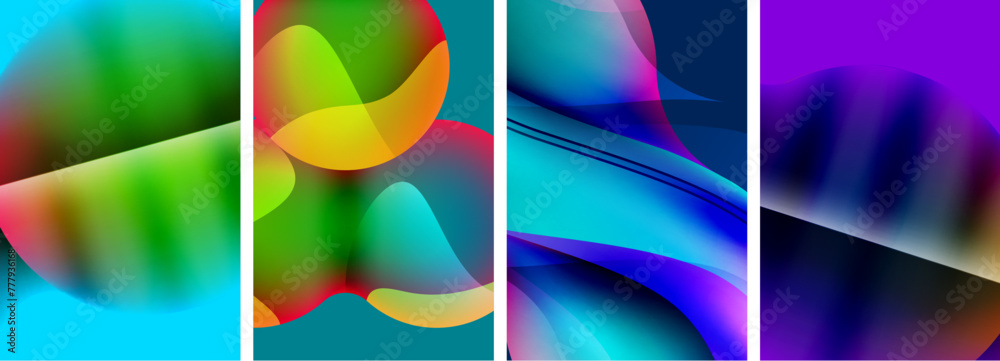 Liquid abstract shapes with gradient colors. Abstract backgrounds for wallpaper, business card, cover, poster, banner, brochure, header, website