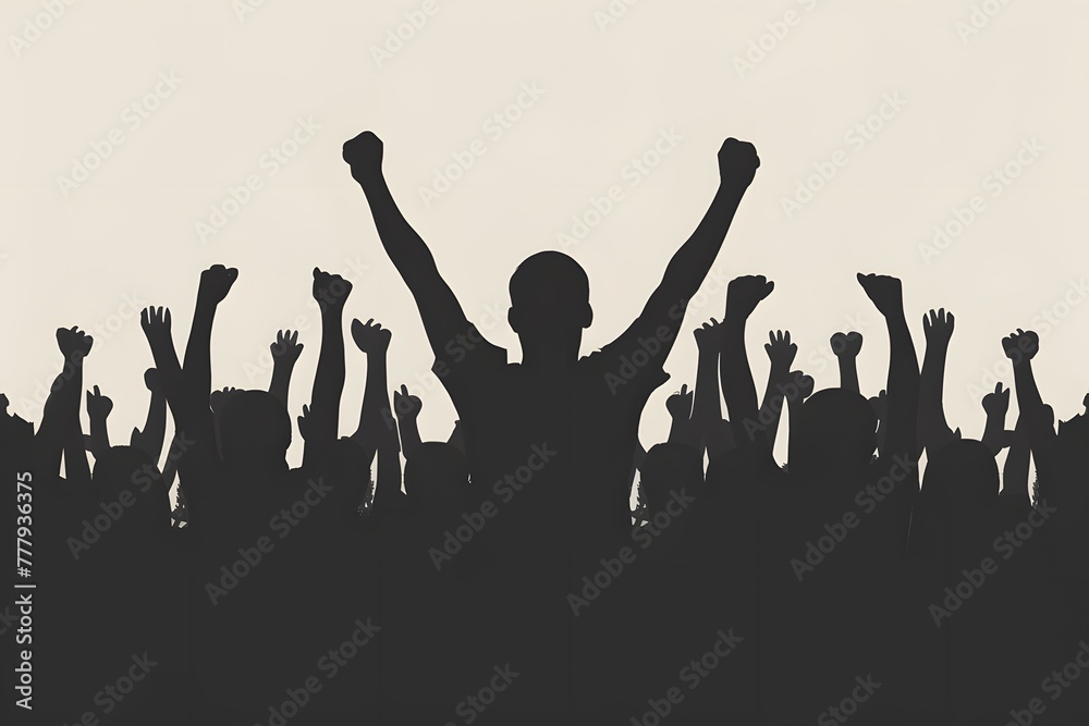 Silhouette of cheering crowd isolated on white background Silhouette of cheering crowd isolated on white background