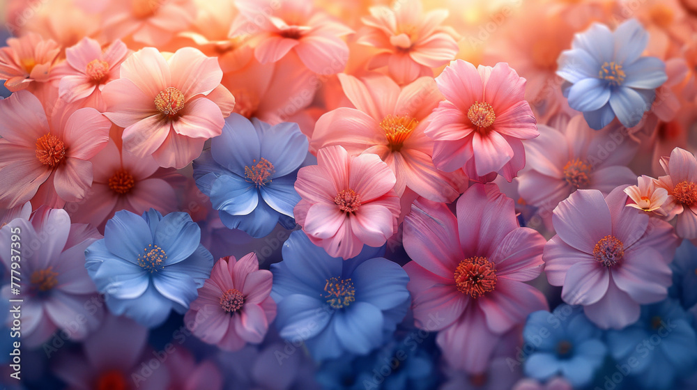 Seamless pattern of flowers with pink blue and orange background. Pink flowers background. Vector illustration of watercolor textured abstract art textile flower design. Seamless pattern of flowers with pink blue and orange background. Pink flowers background. Vector illustration of watercolor textured abstract art textile flower design.
