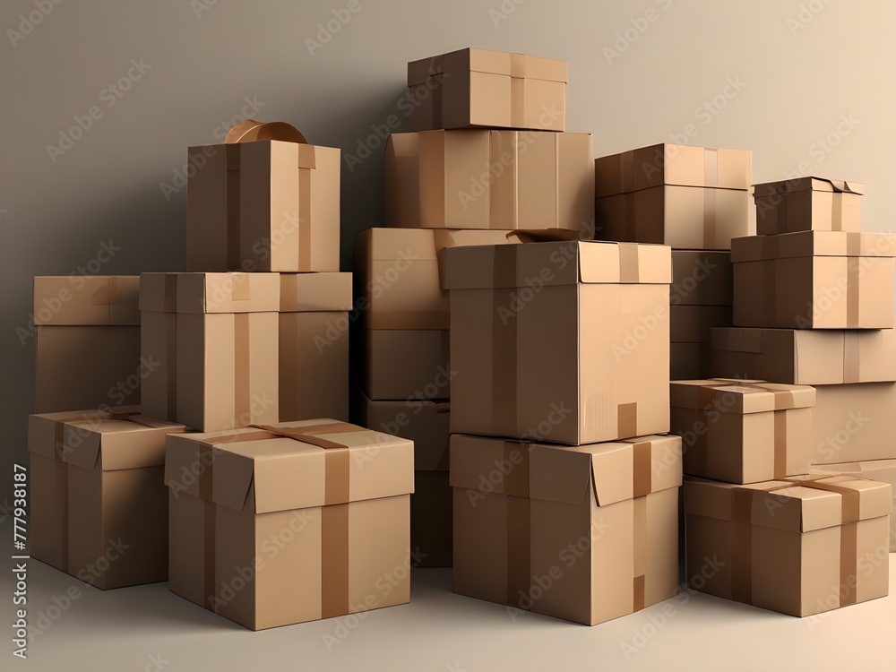 Minimal stylized simple beige cardboard boxes Minimal stylized simple beige cardboard boxes
