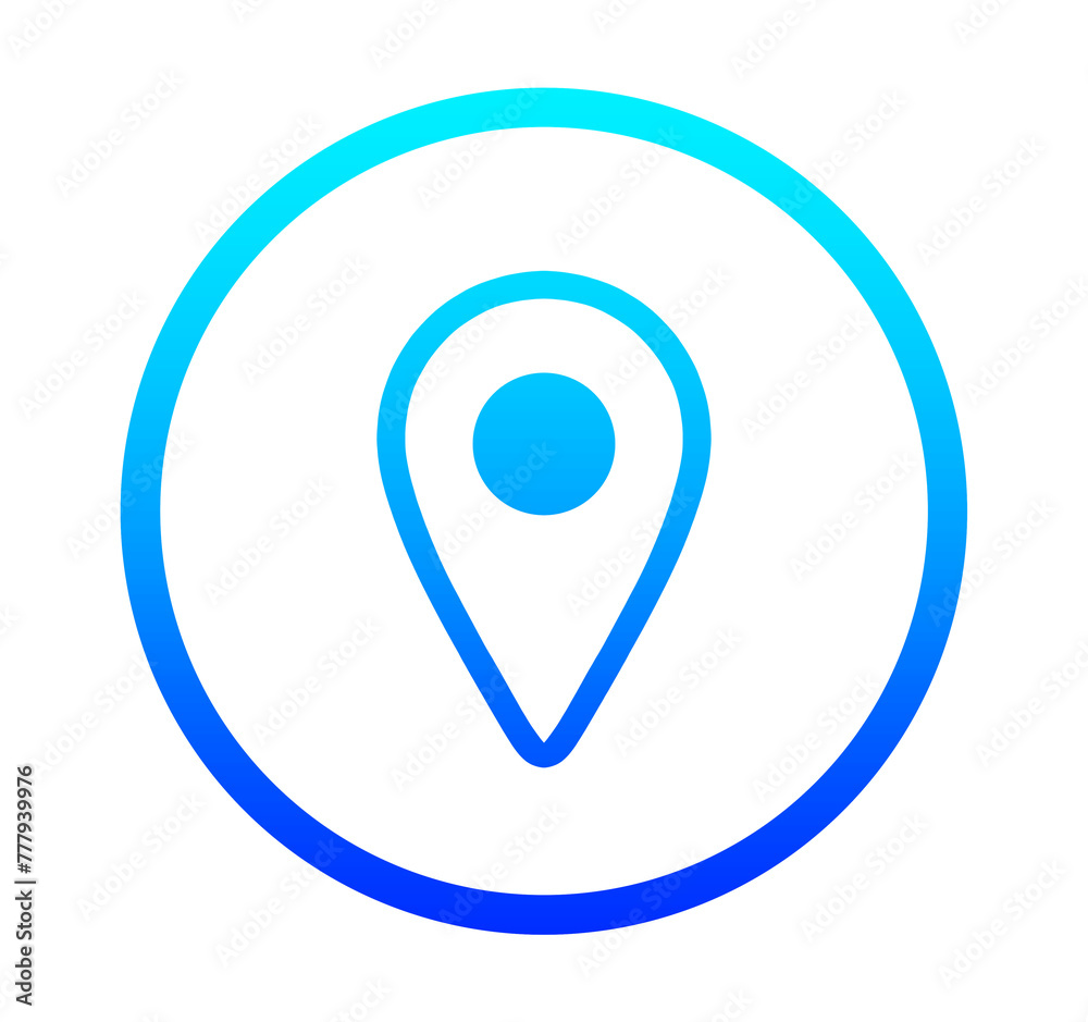 青いグラデーション｜シンプルなマップマーク
